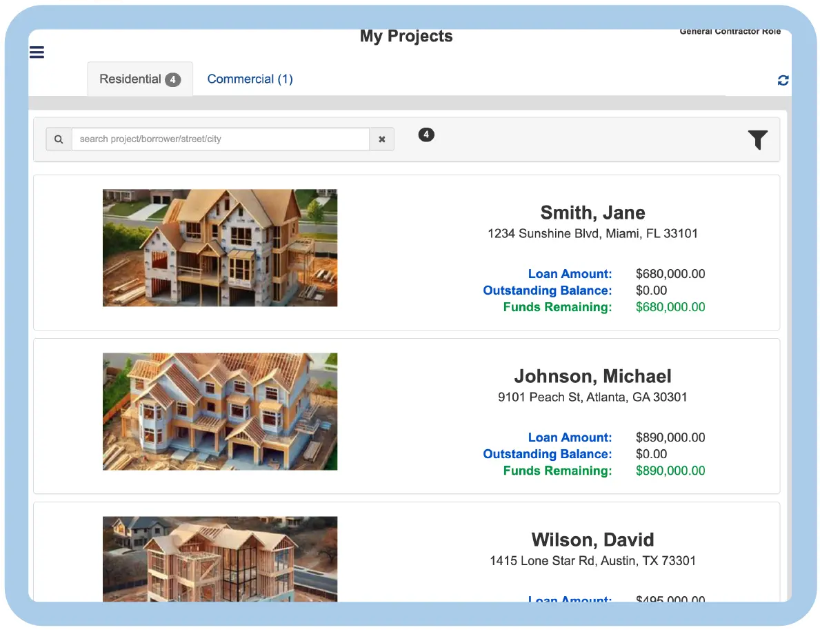Presidium External Portal for Borrowers and General Contractors