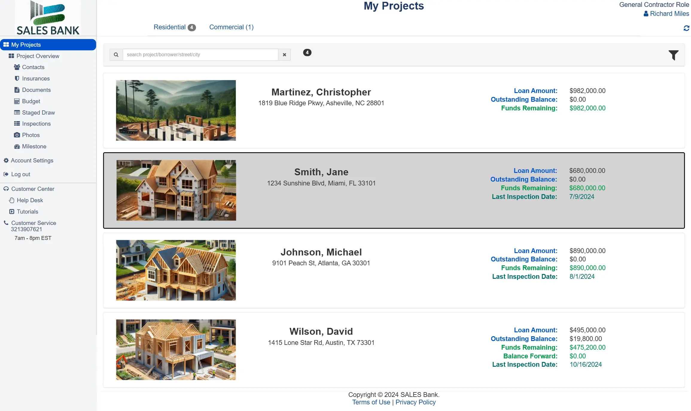 Construction loan portfolio management system showcasing multi-project oversight capabilities, diverse loan type handling, and scalable lending solutions for residential and commercial developments